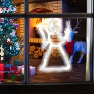 Decor pentru fereastră, cu LED, înger, 19 cm, 4,5V - Img 2
