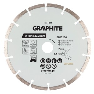 Disc de taiere diamantat, segmentat, 180 x 22,2 mm, taiere uscata si umeda