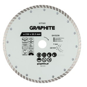 Disc de taiere diamantat Turbo, 230 x 22,22 mm, taiere uscata si umeda