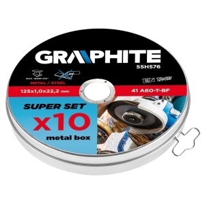 Disc de taiere pentru metal 125 x 1,0 x 22,2 mm, 41 A60-T-BF, set de 10 buc. - Img 2