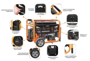 Elektromos generátor, 6000/6500W, AVR, kulcsos indítás, 15CP, Neo - Img 4
