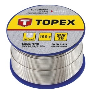 Elektronikus forrasztófluxus, 60% Sn, Pb 40%, 0,7 mm, fluxus SW 26,100 g, Topex - Img 3