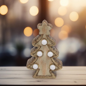 Figurina ceramica pentru CRACIUN cu iluminare LED, model Brad