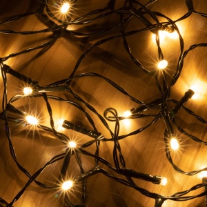 Ghirlanda cu LED-uri şi baterie, 50 buc LED alb cald, cu temporizator