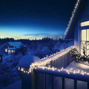 Ghirlande luminoase, 200 LED-uri, cablu alb, pentru exterior