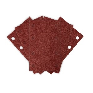 Hartie de slefuit Velcro, dreptunghiulara, 80 x 130 mm, P80, 5 buc, cu 8 gauri, pentru 04-623