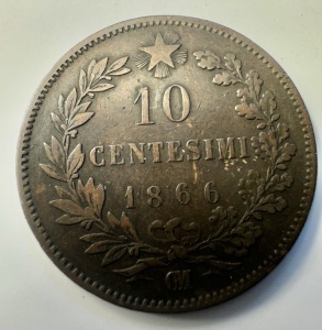 ITALIA - VITTORIO EMANUELE II - 10 CENTESIMI 1866 - Img 2