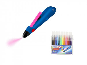 Kit graffiti cu 12 markere colorate pe baza de apa, fara substante toxice, incarcare USB-C, 4V, Dedra - Img 1
