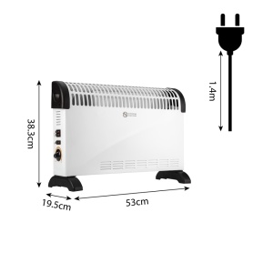Konvektor, elektromos radiátor, 2000W TURBO, 3 teljesítményfokozat, beépített ventilátor, fehér, Neo - Img 2