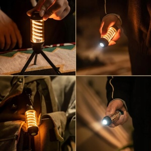  LED-es hordozható lámpa, 2 fényforrás, 100 lumen, akkumulátor, USB-C, 6 fokozat, mini állvány - Img 3