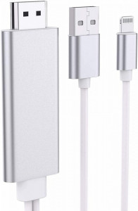 Lightning és digitális AV kábel adapter, 1,8 m, további monitor/tévé csatlakozás, kompatibilis Apple Iphone 5, 5S, 5C, SE, 6, 6 PLUS, 6S, 7, 7PLUS, 8, X, XS, XR, iPad PRO, AIR, MINI, VKToolsI