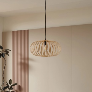 Lustra PREMIUM, bambus natural, diametru 50cm, soclu E27, LINDBY - Img 3