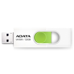 MEMORIE USB 3.2 ADATA 32 GB, retractabila, carcasa plastic, alb / verde, "AUV320-32G-RWHGN"