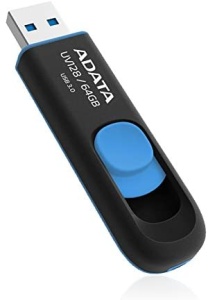 MEMORIE USB 3.2 ADATA 64 GB, retractabila, carcasa plastic, negru / albastru, "AUV128-64G-RBE" - Img 3