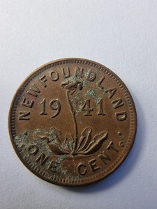 Moneda Coloniala - 1 Cent – Newfoundland – 1941, emisă sub regele George VI.