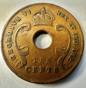 MONEDA COLONIALA - 10 CENTS 1943 - EAST AFRICA ( AFRICA DE EST BRITANICA ) - Img 2