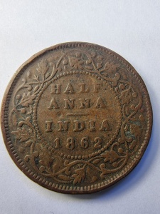 Moneda Coloniala - Half Anna 1862 - India Britanica - Victoria