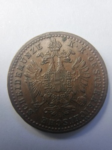 Moneda Imperiul Austriac - Franz Joseph I - 1 Kreuzer 1860 - Img 3