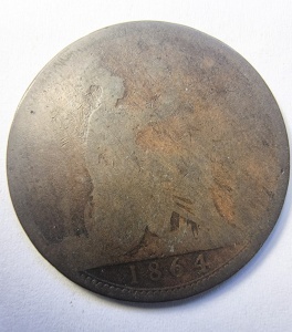 Moneda Regatul Unit - Victoria - 1 Penny 1864 - Img 2
