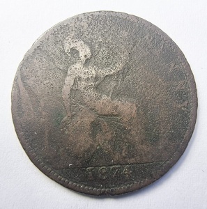 Moneda Regatul Unit - Victoria - 1 Penny 1874 - Img 2