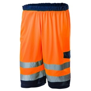 Pantaloni scurti de avertizare, portocalie, cu plasa,masura S