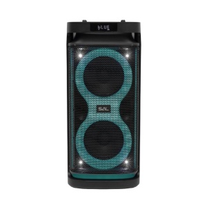 Party hangszóró, 80W, beépített akkumulátorral és LED világítással, Bluetooth, AUX és mikrofon bemenet, 2 út, 3 hangszóró, SAL PAR2100BT