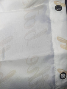 Perdea dus premium, alb-auriu, model Bath, 180 x 180cm, material textil sintetic tesut, anti-rupere, 12 inele metal, George Home - Img 6