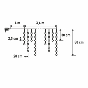 Perdea luminoasă cu LED-uri de tip cluster, cu lumină rulantă, 8pr, IP44 - Img 4