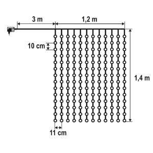 Perdea luminoasă LED DOT, 1,2 x 1,4 m, alb cald - Img 2
