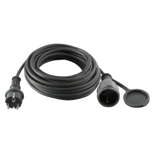 Prelungitor de reţea 30 m, 3 x 1,5 mm2, cauciucat, gri