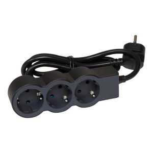 Prelungitor Standard 3x2P F, cablu 1,5 m, negru - Img 2