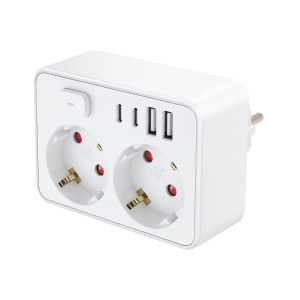 Priza cu comutator, 2 prize, 2xUSB-C, 2xUSB-A