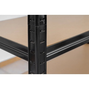 Raft metalic depozitare, 5 etajere robuste MDF, sarcina grea, ajustabile,modular, 180x90x40 cm, negru, Dedra - Img 3