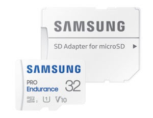 SAMSUNG PRO Endurance microSD Class10 32GB incl adapter R100/W30 up to 17520 hours, "MB-MJ32KA/EU"