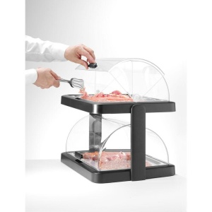 Set 2 tavi servire suprapuse pe 2 nivele cu 4 elementi racire si capace rolltop, Hendi, 44x32x(H)44 mm. - Img 2