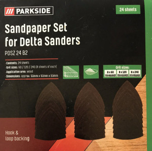 Set 24 benzi abrazive slefuitor cu velcro, tip triunghi, 93 x 93mm, Parkside - Img 2