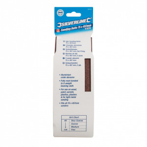 Set 5 benzi slefuitor cu banda, 75 x 457mm, grit 80, Silverline - Img 4