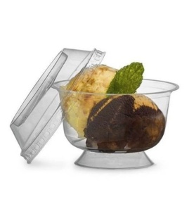 Set 50 capace bombate fara orificiu pentru cupe deserturi 200ml, diametru D95mm - Img 2