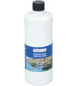 Set 6 culori pentru pictura, TEMPERA, 6 x 500ml ( 3L ), galben, rosu, verde, alb, negru, albastru, Artist&CO - Img 4