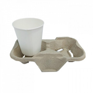 Set 60 suporti pahare cafea, tip cofrag, carton reciclat, suport pentru 2 pahare - Img 2