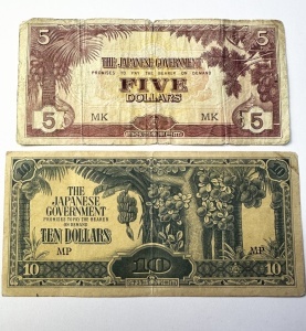 Set Bancnote - Malaya - Ocupatie Japoneza - 5/10 Dollars 1942