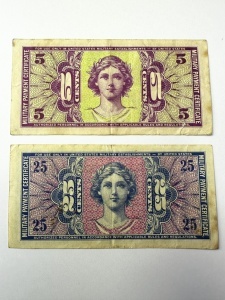 Set Bancnote - Military Payment Certificate – 5¢ /25¢ - USA , 1958 - Img 2