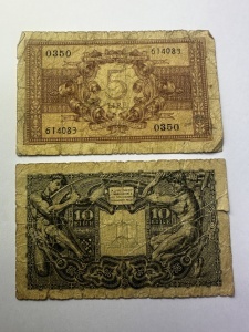 Set Bancnote - Regatul Italiei – Regele Vittorio Emanuele III (WWII) – 5 & 10 Lire ( 1943-1944 ) - Img 2