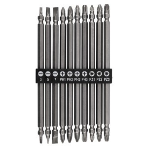 Set de biti reversibili lungi: SL3 /5/7, PH1 /2 /2 /3, PZ1/2/3 x 150 mm, 10 buc.