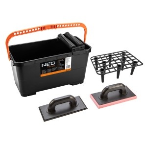 Set montaj placi :galeata cu gratar si role 24L+drisca cu cauciuc+drisca cu burete moale