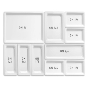Tavă dreptunghiulară GN 2/4 melamină, albă 530x162x(H)30 FIne Dine - Img 2