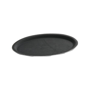 Tava servire ovala, Hendi, poliester armat cu fibra de sticla, neagra, 21x29 cm