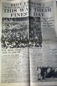 Ziar Istoric - Anglia - Daily Express – 9 mai 1945 Titlu principal: „This Was Their Finest Day” Eveniment relatat: Ziua Victoriei în Europa (VE Day), adică capitularea Germaniei naziste și sfârșitul celui de-Al Doilea Război Mondial în Europa. - Img 2