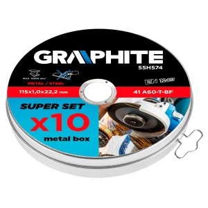 10 korongos készlet flex / sarokcsiszolóhoz, fém szállítótáska, 115 x 1mm, 22,2mm befogás, fémvágás, grafit - Img 4