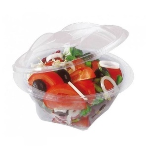 100 db-os kerek tálcás készlet, 1000gr, gyorséttermi ételek, saláták, gyümölcsök, fedővel